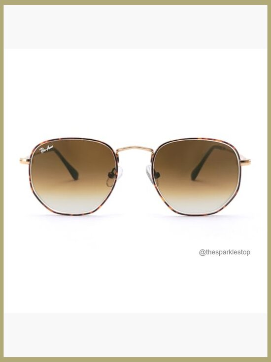 Real Glass Lens Hexagonal Frame Sunglasses with UV400 Protection main image 5